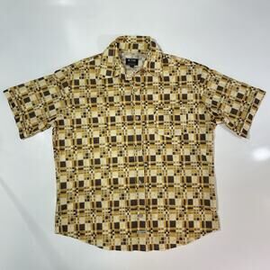 BC Ethic Men’s Lounge Club Shirt Lg Textured Shine Casual Windowpane Button